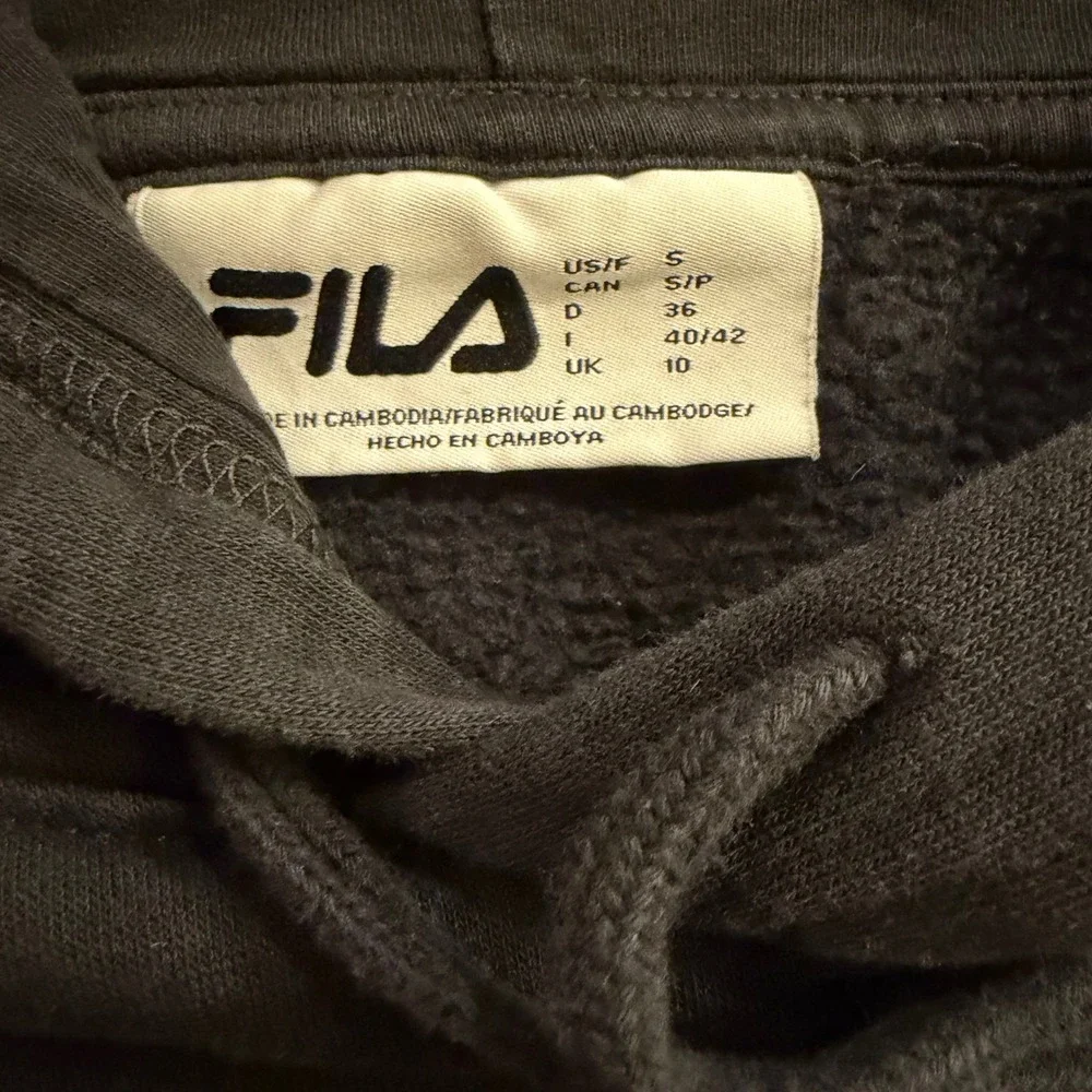 Fila Kids Black‎ Hoodie Pink Logo Hooded Sweatshirt Size S